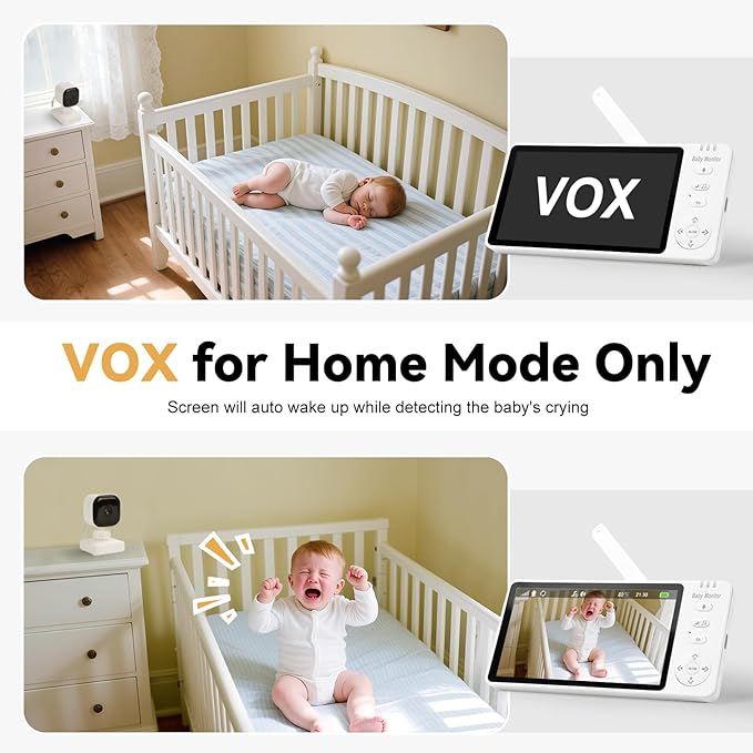 2000mAh Wireless Baby Car Camera 3500mAh Monitor Auto On/Off Car Baby Camera Monitor No Wifi - Carseat Mirror with Brightness Volume Zoom/Night Vision/Temp/Feeding/2-Way Talk/8 Lullaby/Vox