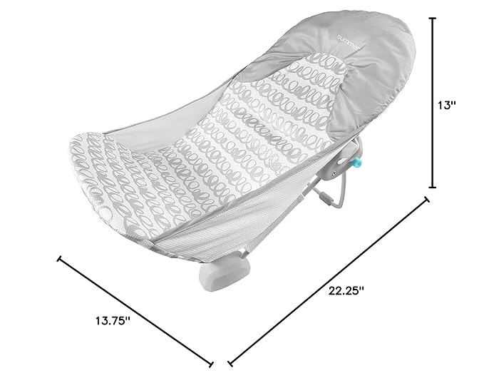 Ingenuity Foldaway 2-Position Baby Bath Seat,Adjustable Support for Sink or Bathtub,Ages 0-6 Months up to 20 Pounds,Machine-Washable Sling,(Pack of 3)