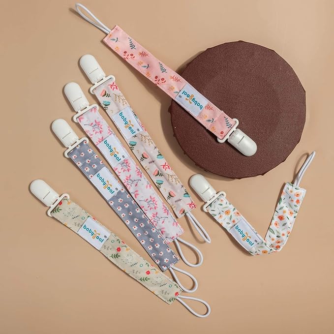 babygoal Floral Pacifier Clips, 6 Pack Binky Paci Holder Clips Leashes Fits for Most Baby Pacifiers and Binkies 6PS21