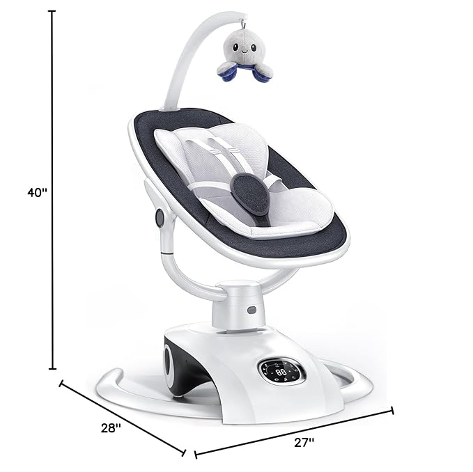 VaVaSoo Electric Baby Swing for Infants Mamroo 6 Motion Automatic Newborn Baby Rockers for Girl & Boy with Remote Control, 5 Speed, 13 Melodies, Dark Gray