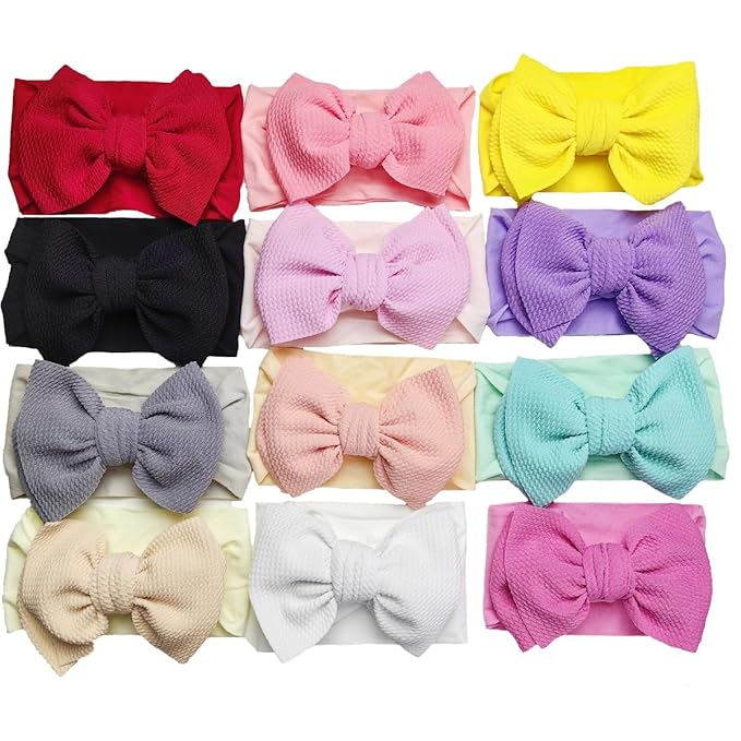 Baby Girl Headbands Nylon Bow Hair Accessories for Newborn Infants Toddlers (Y08, FZ)