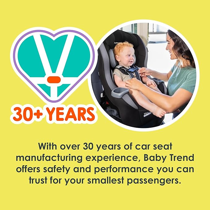 Baby Trend Trooper™ Slim 3-in-1 Convertible Car Seat, Quartz Pink – Slim Fit, 3-in-1 Growth Modes, Lightweight Design, Adjustable Comfort Padding
