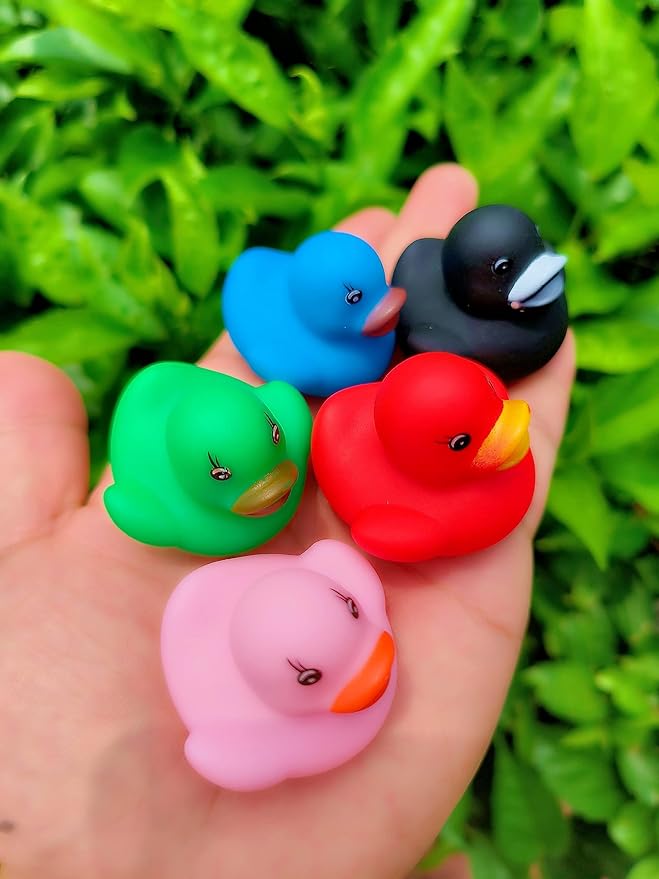 12 Pcs Multicolored Mini Multicolor Rubber Ducks Baby Bath Ducky Bathtub Pool Squeaky Little Duck Toys for Shower/Party Decoration Supplies/Birthday (12)