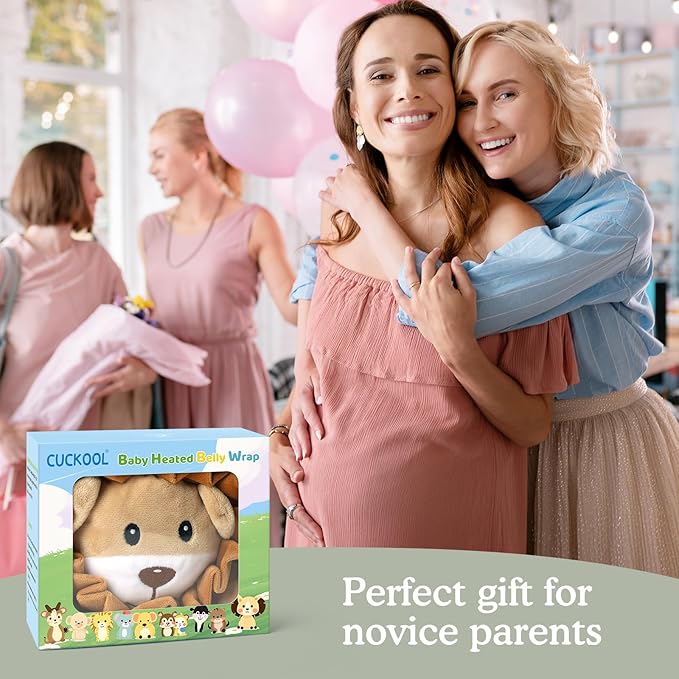 Baby Colic and Gas Relief, Heated Tummy Wrap for Newborns Belly Relief by Soothing Warmth, Baby Heating Pad Swaddling Belt Relief & Soothe Gas, Colic and Upset Stomach in Babies and Toddlers (Lion)