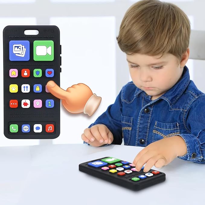 Baby Silicone Teething Toys for Babies 0-6 Months,Phone and Remote Teether Toys for Toddlers 6-12 Months,2 Pack Teether Toys Sensory Toys for Babies,Baby Chew Toys for 6-12-18 Months