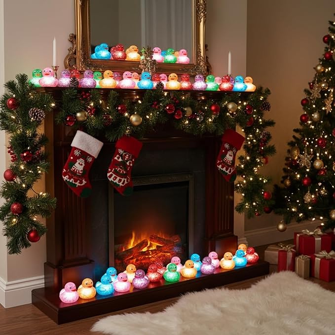 Deekin 48 Pcs LED Light up Rubber Duck 2'' Glow in The Dark Rubber Duck for Birthday Party Supplies Favors Decor Creative Gift Cruise Ducking Games Baskets Fillers Reward