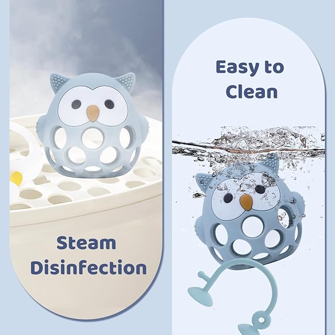 Baby High Chair Suction Toys Teething Chew - Baby Teething Table Toys Silicone Teethers, Food Grade Silicon for 6 12 18 Months (Blue)