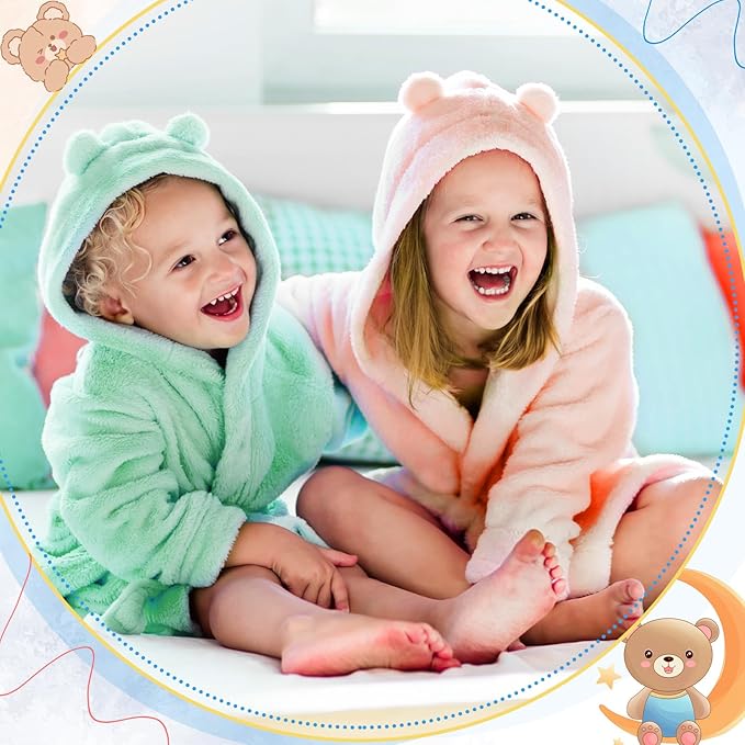 Xtinmee Toddler Bath Towels Hooded for Kid 0-5 Year 28 x 47 Inch Absorbent Baby Hooded Towel with Bear Ears Large Boys Girls Infant Towels Bathrobe Shower Blanket(Soft Color,4 Pcs)