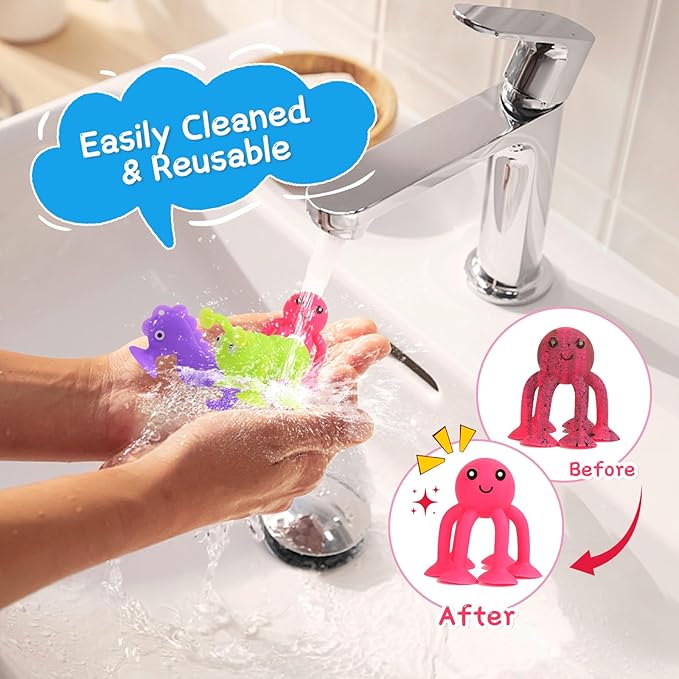 30 PCS Suction Cup Toys, Baby Bath Tub Toy with Eggshell, Silicone Shower Toys for Age 4-8, Suction Cup for 3 4 5 6 7 Year Old Kids Toddlers Boys Girls Gifts Christmas Stuffers