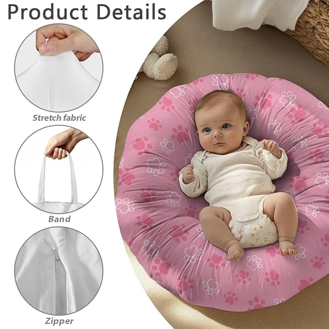 Newborn Lounger Cover, Dog Paw Removable Baby Lounger Cover Soft Comfortable Slipcover Stretch Infant Lounger Cover for Boys Girls Home Decor