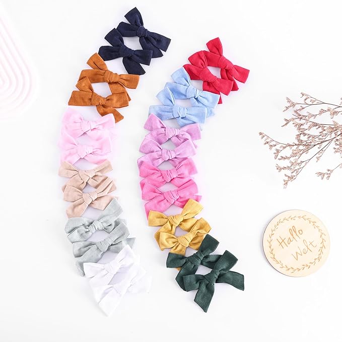 3.2 Inch Linen Baby Girl Hair Clips, Hair Bows for Toddler Kids, Alligator Clip Hair Accessories for Babies, Navy Blue