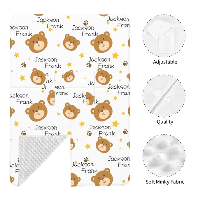 Personalized Baby Car Seat Cover Canopy with Name for Girls Boys Custom Bear Baby Carrier Covers