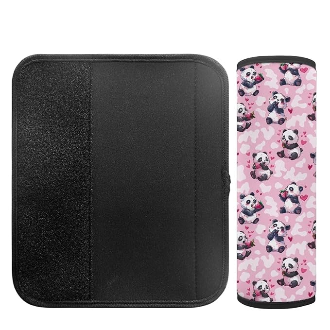 Biyejit Pink Hearts Panda Baby Car Seat Strap Covers Shoulder Pads for Baby Kid, Super Soft Infant Carseat Belt Covers for All Car Seat Stroller