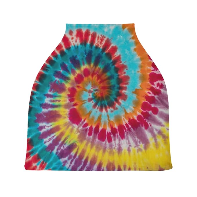 Colorful Tie Dye Swirl Traditional Spiral Pattern Design Stretchy Baby Car Seat Cover Infant Canopy Nursing Covers Breastfeeding Cover Breathable Windproof Winter Scarf for Boys Girls