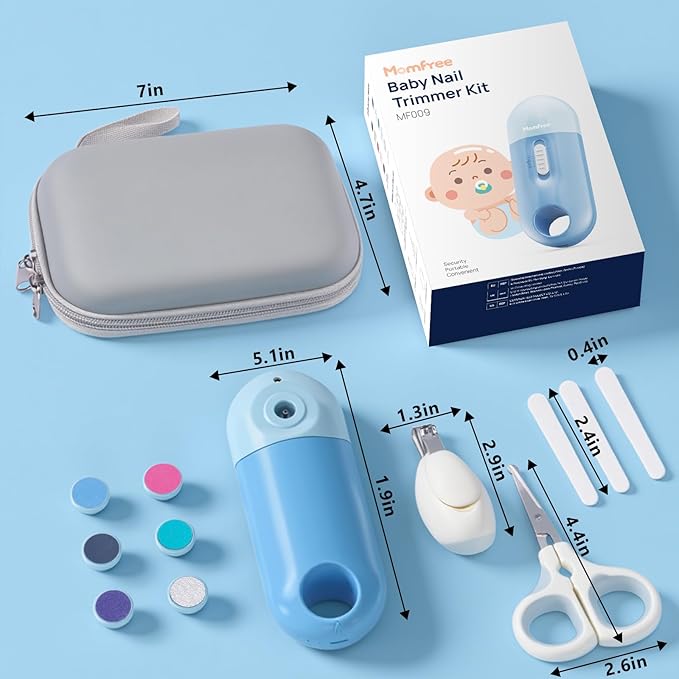 Baby Nail File Electric, 4-in-1 Battery Powered Baby Nail Trimmer Electric with Storage Case & Night Light for Newborn to Toddler, Nail Clipper/Scissor Nail Care Set for Toenails and Fingernails