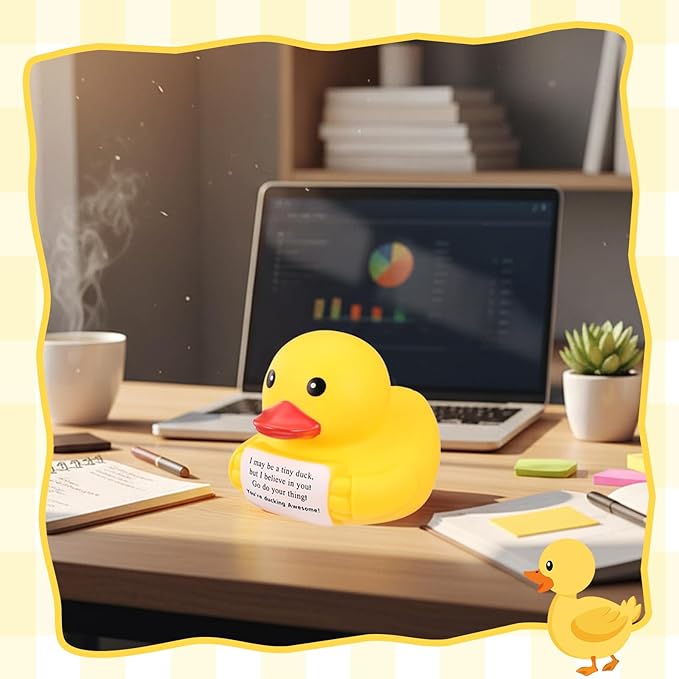 Civaner 7 Inch Emotional Giant Rubber Duck Big Jumbo Positive Yellow Duck Inspirational Gift Large Duckling Toy with Squeaky Sound for Men Coworker Colleges Graduation(I Believe in You)