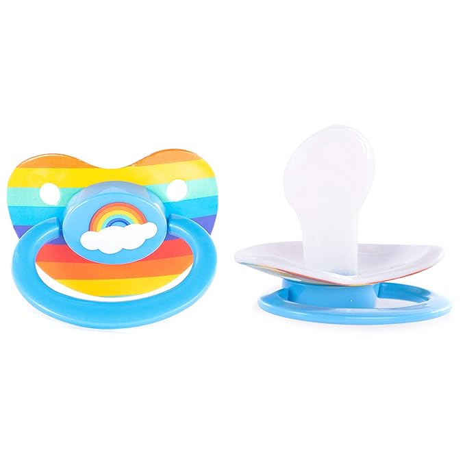 Pacifier. Rainbow. Silicone. Large Handle. Big Shield.