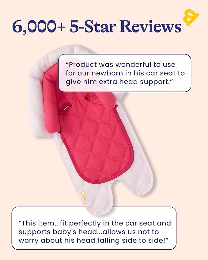 GoldBug Baby & Toddler 2-in-1 Car Seat Head Support - Pink