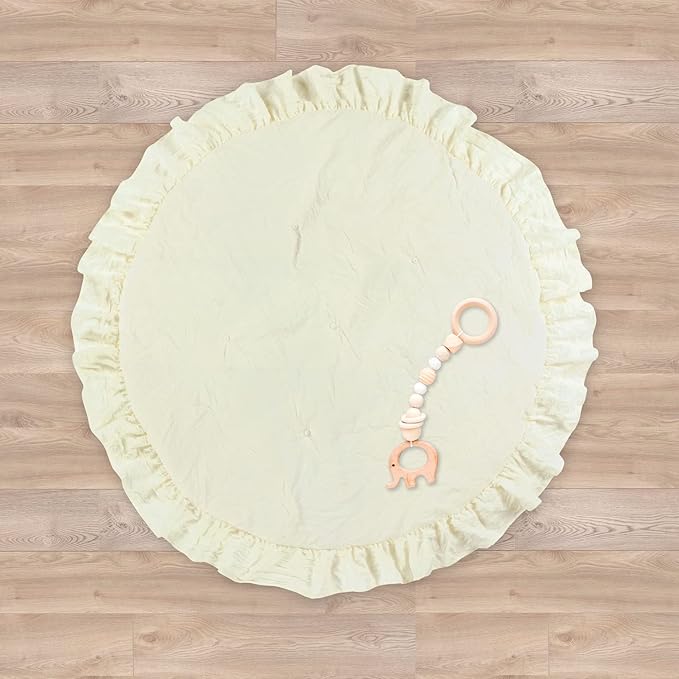 Lush Decor Baby Round Ruffle Play Mat Single 36" Diameter, Ivory