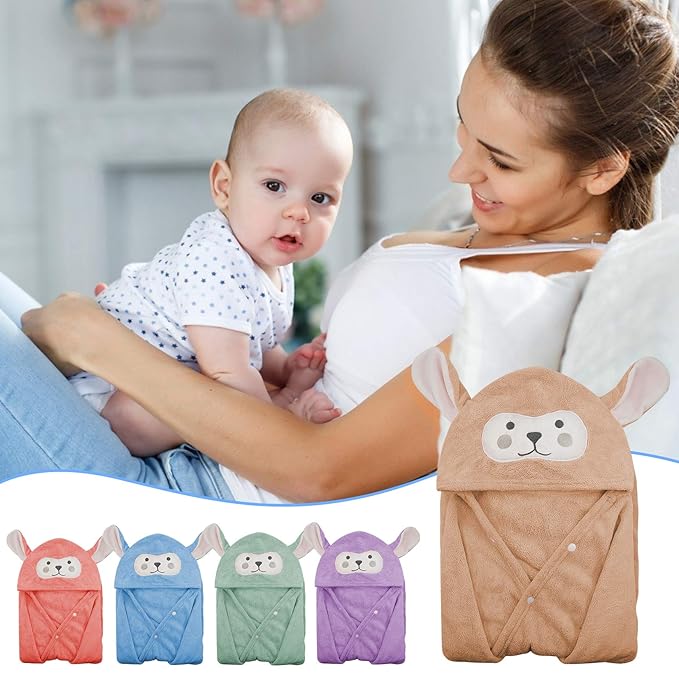 ROMASA Baby Bath Towel Hooded Ultra Soft Towel Highly Absorbent Bathrobe Blanket Toddlers Shower Gifts for Boys Girls-27.5" x 55" (Kaqi)