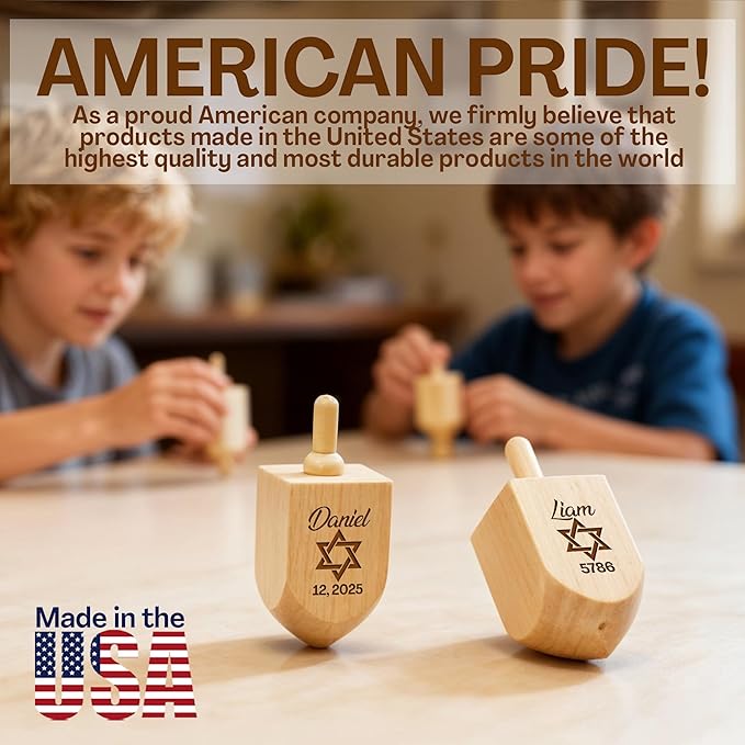 Personalized Wooden Dreidel with Star of David Design–Custom Engraved Hanukkah Dreidel with Name – Unique for Kids, Friends, and Family – Fun Hanukkah Game and Decorative Keepsake Display