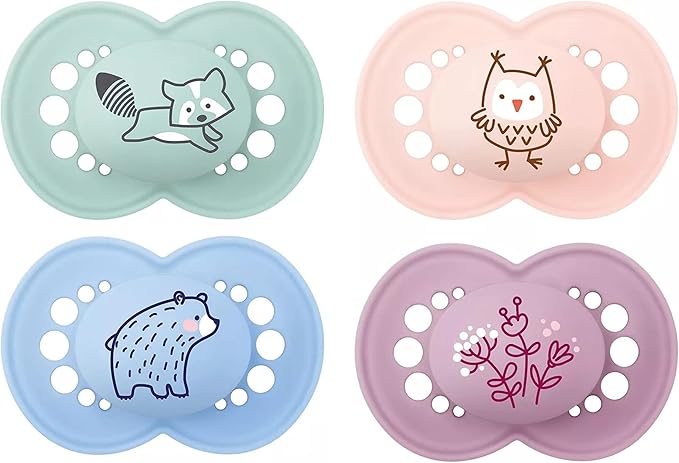 MAM Original Matte Baby Pacifier, Nipple Shape Helps Promote Healthy Oral Development, 4 Pack, Unisex, 16+ Months
