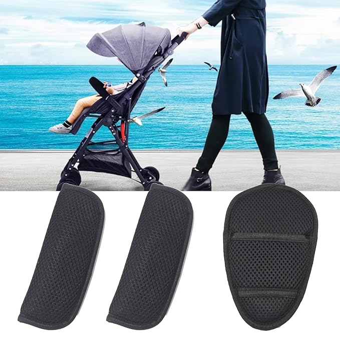 3 in 1 Car Seat Strap Covers, Stroller Belt Covers for Baby Kids, Baby Shoulder Strap and Crotch Harness Pads, Car Seat Strap Covers for Car Seats, Pushchair, Stroller Belts (Black)