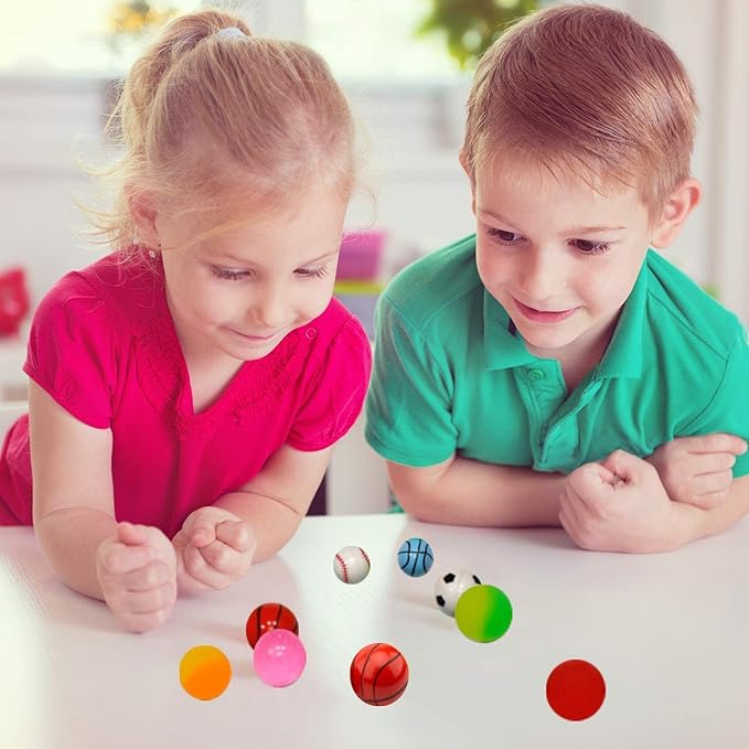 KISEER 100 Pieces Assorted Colorful Bouncy Balls Bulk Mixed Pattern High Bouncing Balls for Kids Party Favors, Prizes, Birthdays Gift (28 mm)