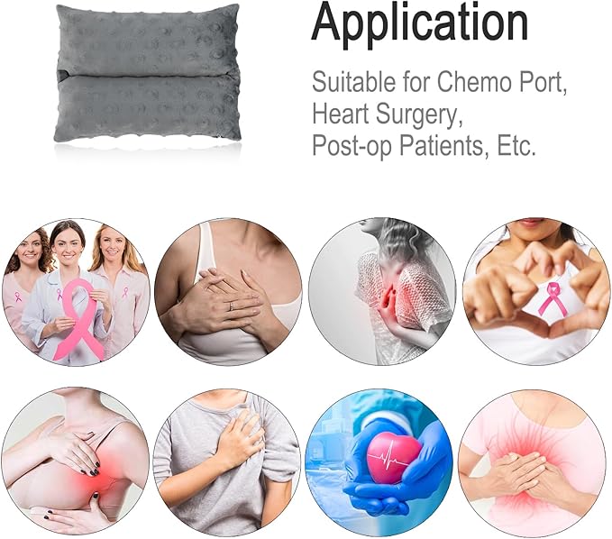 Little Port Pillow Heart Surgery Pillows for Chemo Port After Open Heart Surgery Recovery Gifts Bypass Pacemaker Must Haves Protector Cushion Minky Dot Dark Gray
