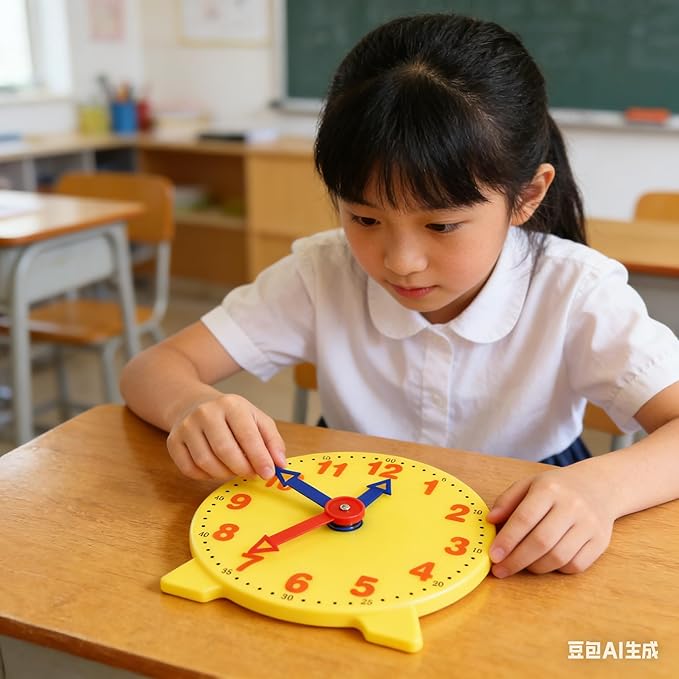 4 inch Teaching Clock, Learning Tell Time Analog Clock Demonstration 12 Hour 2 Pointers for Classroom Teacher