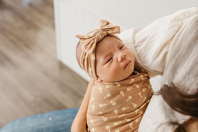 Copper Pearl Baby Stretchy Soft Knit Headband Bow Treat