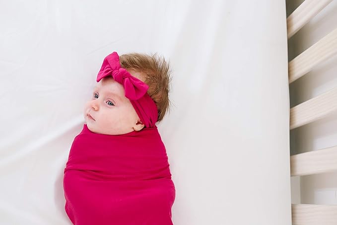 Copper Pearl Baby Stretchy Soft Knit Headband Bow Berry