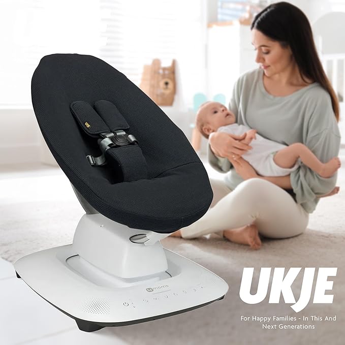 UKJE Protective Swing Cover Compatible with 4moms or MamaRoo 5, Multi-Motion Baby Swing, Baby Swing Liners, Baby Rocker Cover, Easy to Install, Easy to Wash, Handmade in Europe, Black