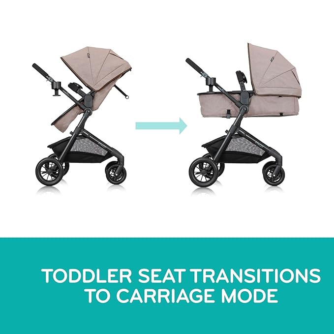 Evenflo Pivot Modular Travel System with LiteMax Preemie and Infant Car Seat (Desert Tan)