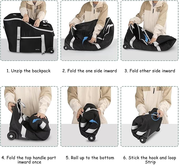 SCTEL Infant Car Seat Travel Bag Backpack for Airplane, Fits Doona Car Seat Stroller and Base, Padded Carseat Cover for Air Travel, Nuna Pipa Car Seat Travel Bag with Wheels