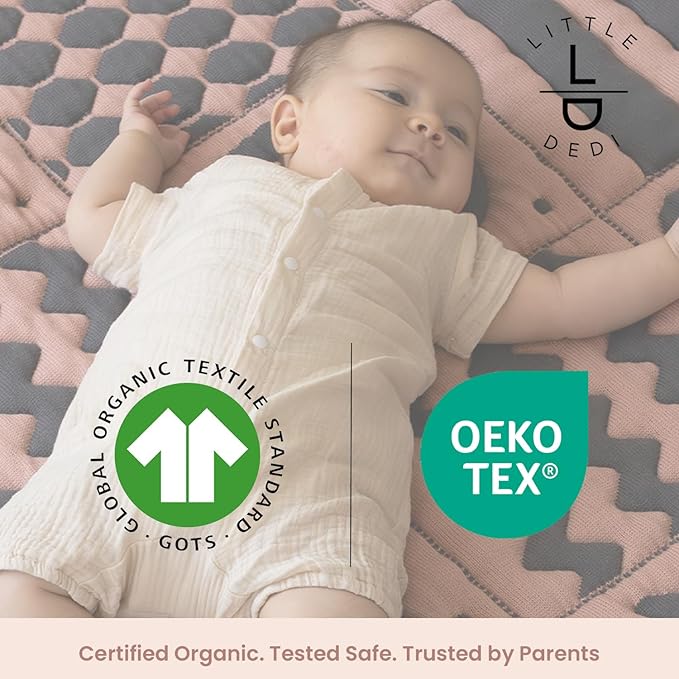 3D Soft Organic Cotton Crawling Blanket – GOTS Certified, 40x40 in Montessori Design for Motor Skill Development, Reversible, No Loose Threads – Washable & Sustainable