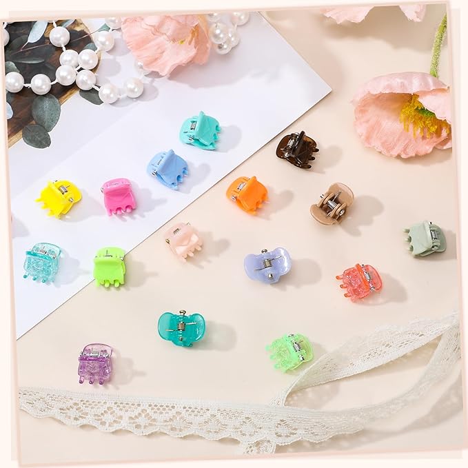 Obeoby 128 Pcs Mini Hair Claw Clips, Toddler Baby Girl Hair Clips - Cute Hair Accessories Holiday Birthday Gifts (32 Colors)