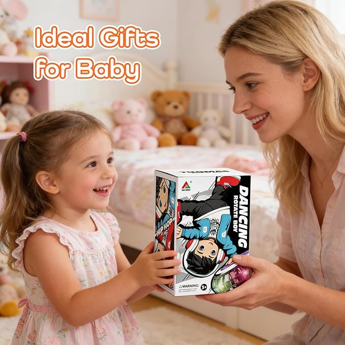 Electric Upside-Down Spinning Street Dance Figurine, Light Up Infant Toys Birthday Easter Gifts with Dynamic Music & Cool Lights
