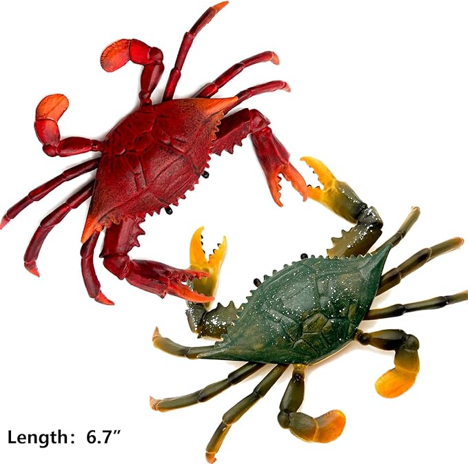 Gemini&Genius Crabs Animal Figures Marine Toys Realistic Sea Animal Action Figures Ocean Model Toy Stocking Stuffers, Role Play, Swim, Bath Toys for Kids