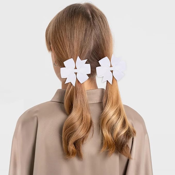 Choicbaby 3 Inches Hair Bows for Girls White Grosgrain Ribbon Pinwheel Hair Bows Clips Toddler Hair Clips for Birthday Baby Shower Gifts 6 Pack Photo Props
