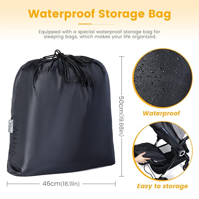 Orzbow Universal Stroller Footmuff, Winter Baby Bunting Bag for Stroller - Baby Sleeping Bag with Coral Fleece Lining for Cold Weather, Water-Repellent, Winter Must Have for Toddler Kids, Light Grey