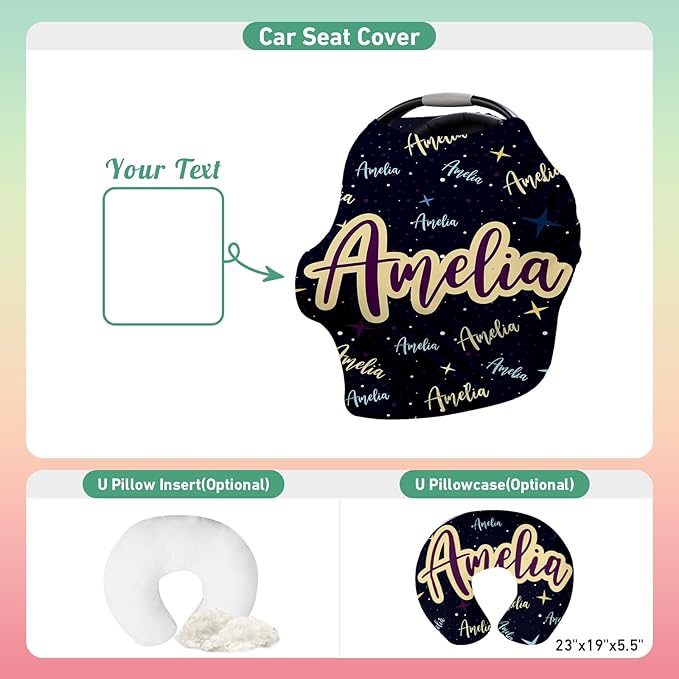 Custom Car Seat Covers for Babies - Breathable Deep blue Baby Car Seat Cover for Girls Boys, Kick-Proof Newborn Carrier Canopy Stretchy Stroller Cover for 4 Seasons