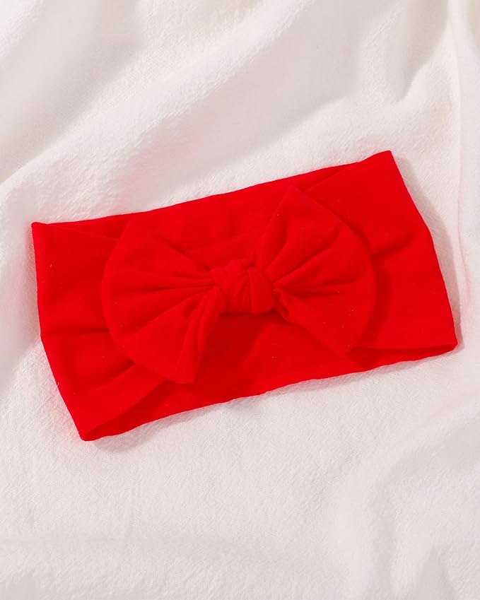 jollybows 3PCS Baby Christmas Bow Headbands Soft Nylon Baby Girl Headbands for Newborn Infant Toddler Kids Cute Bow Wide Hairbands Hair Accessories(White Green Red-Merry Christmas)