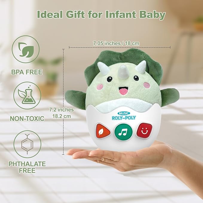 Baby Toys 0-6-12 Months, Plush Musical Toys, Cute Stuffed Animal Infant Toys with Light & Sounds, Roly-Poly Sensory Toy Birthday Gift for Newborn Boys & Girls