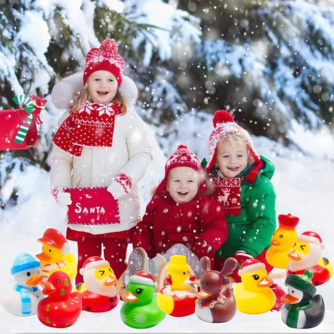 36 Pcs Christmas Rubber Ducks,Baby Showers Accessories Duckies Bath Toys for Kids Christmas Party Favors,Gift Exchange,Christmas Stocking Stuffers(Christmas)