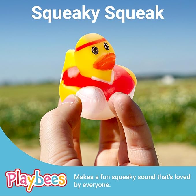 Rubber Duck Toy Duckies for Kids - 50 Pack - Sensory Play, Stress Relief, Stocking Stuffers, Bath Birthday Gifts Baby Showers Classroom Incentives, Summer Beach and Pool Activity - Style 3