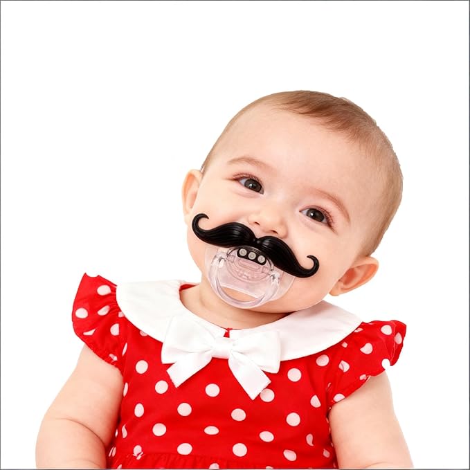 Funny Baby Pacifiers 0-18 Months - Mustache &Teeth Designs, Adorable Novelty Pacifiers for Baby Boys & Girls,BPA-Free