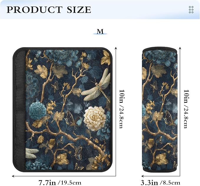 2 Pack Seatbelt Covers Seat Belt Cover Pad for Adults Boys Girls Car Seat Strap Covers Pads Cushion Universal Shoulder Strap Pad Protector for Backpack Camera Bag 6.5 Inch Mystical Flowers and Dragonf