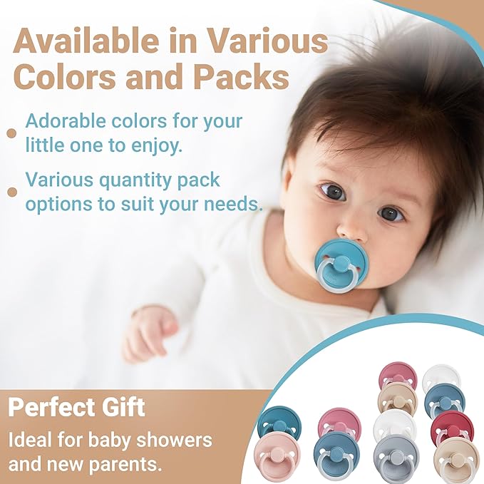 ButtonMe Premium Soft Silicone Newborn Pacifiers 0-6 Months BPA Free Baby Pacifier - 2-Pack Comfortable & Stylish Baby Pacifier 0-6 Months for Baby Boy & Girl - Hospital-Grade Silicone Baby Pacifiers