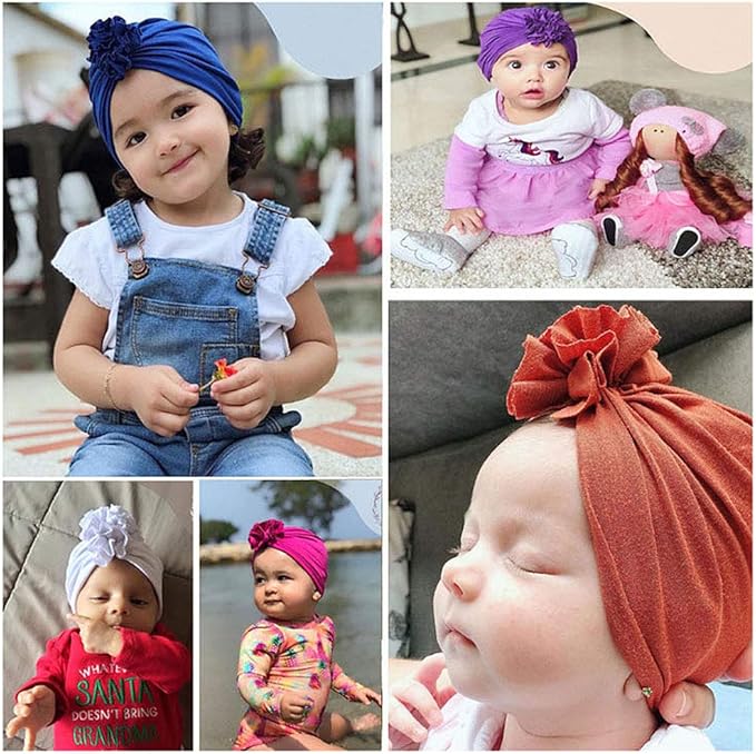 Newborn Babies Headwrap Hat Infant Toddler Cotton Soft Cute Nursery Beanie Headbands Top Bowknot Cap